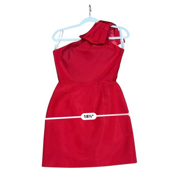 Alexia María Red Blair One Shoulder Silk Faille Mini Cocktail Dress Size 2 - Picture 3 of 7